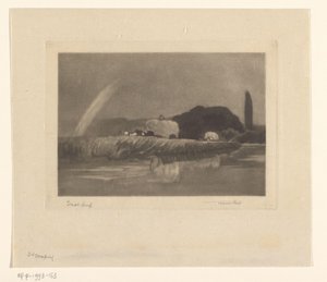 Heinäpaalit vaunuissa Thames-joen rannalla Heinänteko Thamesissa lähellä Wargravea tekijältä Frank Short (signed by artist)