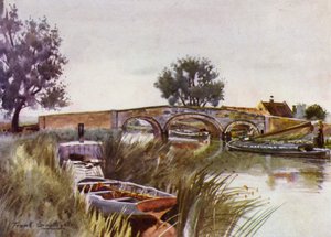 Norfolk Broads: Acle Bridge (väri litho) tekijältä Frank Southgate