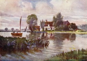 Norfolk Broads: Horning Ferry (väri litho) tekijältä Frank Southgate