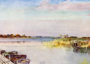 Norfolk Broads: Ormesby Broad, Autumn (väri litho) tekijältä Frank Southgate