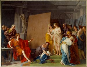 Taidemaalari Zeuxis (tai Zeuxippos, kreikkalainen taidemaalari, 464-398 eKr.) valitsi malliksi Francois Andre Vincentin (1746-1816) Crotone Paintingin kauneimmat tytöt Sun. 3,2x4,1 m