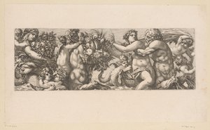 Bacchus satyyrien ja nereidien kanssa vedessä Mytologiset hahmot veden äärellä (sarjan nimi) tekijältä François Bignon (attributed to)