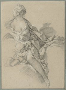 Naisen tutkimus (Clytia); valmisteleva tutkimus "Apollo ja Clytia", yhdeksäs kuvakudos sarjasta "Les Amours des Dieux (1747-1750)" tekijältä François Boucher (workshop of)