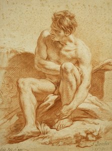Istuva alaston sauva, kohokuvio putin kanssa vasemmalla, 1738