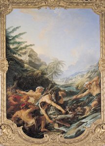 Krokotiilin metsästys (öljy kankaalle) tekijältä François Boucher