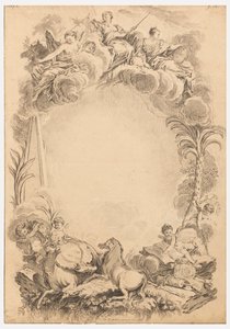 Suunnittelu escutcheonille William Earl Cowperin (noin 1665-1723) kunniaksi tekijältä François Boucher