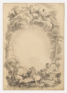 Suunnittelu escutcheonille William Earl Cowperin kunniaksi (n. 1665-1723) tekijältä François Boucher