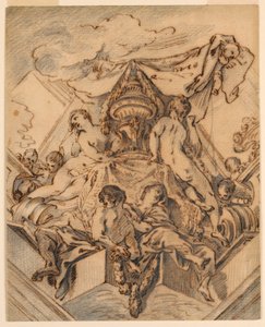 Piirustus, Maalatun katon kulmamotiivin projekti, 1740 tekijältä François Boucher