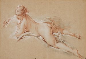 Ranska: Nainen makaa vatsallaan tekijältä François Boucher