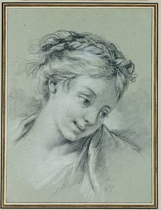 Oikealle katsovan tytön pää tekijältä François Boucher