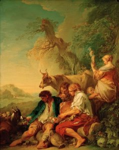 Paimenet karjan kanssa maisemassa tekijältä François Boucher