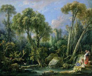 Pesupuvut maisemassa, 1760 tekijältä François Boucher