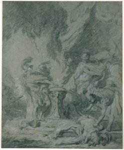 Mucius Scaevola laittaa kätensä tuleen tekijältä François Boucher