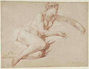 Makaava nainen alaston Makaava nainen alaston, kasvot oikealle tekijältä François Boucher