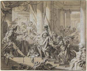 Sancho pakenee herttuan palvelijoita tekijältä François Boucher
