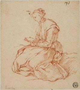 Istuva nainen lukemassa tekijältä François Boucher