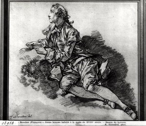 Tutkimus nuoresta miehestä (punainen liitu paperille) tekijältä François Boucher