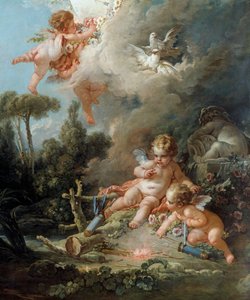 Angel Detail Love Target. François Boucherin (1703-1770) maalaus 1758 su. 2,58 x 1,67 m Pariisi, tekijältä François Boucher