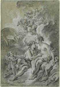 Venus nojaa rakkaaseen Adoniseensa... tekijältä François Boucher