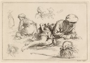 Figuuritutkimukset, mukaan lukien reclining Boy