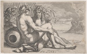 Merimaiseman edessä makaavat joen jumalat, 1651-82. tekijältä François Bourlier