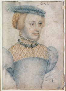Lucén herran (1520 -? ) Louis de Coesmesin vaimon Anne de Pisseleun muotokuva. Francois Clouetin (1515-1572) piirustus mustalla kivellä ja verellä tekijältä François Clouet