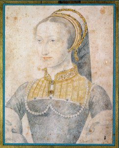 Muotokuva Joan of Albretista, Navarran kuningattaresta (1528 - 1572), Henrik IV:n äidistä. Francois Clouetin (1515-1572) piirustus mustalla kivellä ja verellä tekijältä François Clouet