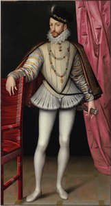 Ranskan kuninkaan Kaarle IX:n muotokuva 1550-1574, n. 1570. tekijältä François Clouet