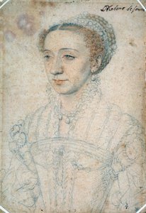 Marguerite de Francen muotokuva, Savoyn herttuattaren Francois I:n tytär (1523 - 1574). Francois Clouetin (1515-1572) piirustus mustalla kivellä ja verellä tekijältä François Clouet