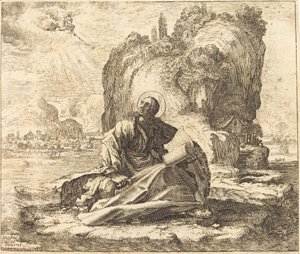 Pyhä Johannes Patmossaarella tekijältä François Collignon after Jacques Callot