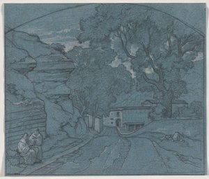 Maisema kahden munkin kanssa, n. 1840.