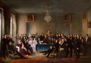 François-Guillaume Andrieux lukemassa tragediaansa Junius Brutusin eteisessä…, 26. toukokuuta 1828, n. 1847. tekijältä François Joseph Helm