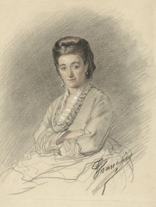 Istuva nainen, kädet ristissä tekijältä François Louis Français (signed by artist)