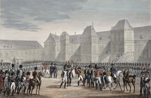 Napoleonin luopuminen kruunusta ja hänen lähtönsä Fontainebleausta Elballe, 20. huhtikuuta 1814