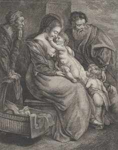 Pyhä perhe Pyhän Elisabetin ja Pyhän Johannes Kastajan kanssa, n. 1780. tekijältä François R. F. Brichet