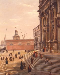 Steps leading up to the Basilica of St Mary of Health (Basilica di Santa Maria della Salute) in Venice, by Frans Vervloet (1795-1872), Italy