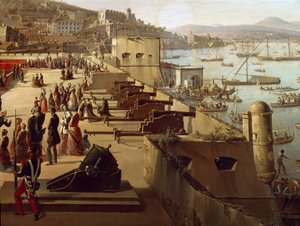 Aseet Detail Fortressissa. Frans Vervloetin (1795-1872) maalaus Napoli, Museo Nazionale di San Martino