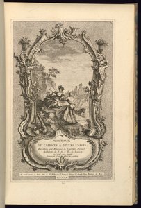 Suunnittelu Cartouchelle, jossa on isot ja pienet lokerot tekijältä François de Cuvilliés the Elder