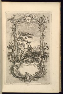 Suunnittelu Cartouchelle, jossa on isot ja pienet lokerot tekijältä François de Cuvilliés the Elder