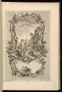 Suunnittelu Cartouchelle, jossa on isot ja pienet lokerot tekijältä François de Cuvilliés the Elder