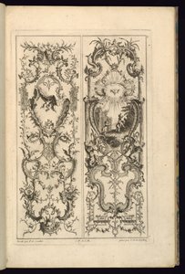 Suunnittelu kahdelle paneelille tekijältä François de Cuvilliés the Elder