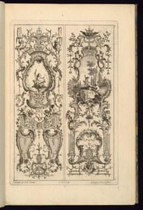 Suunnittelu kahdelle paneelille tekijältä François de Cuvilliés the Elder