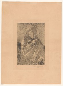 Nuori nainen kukkahuivi tekijältä François de Meersman (signed by artist)