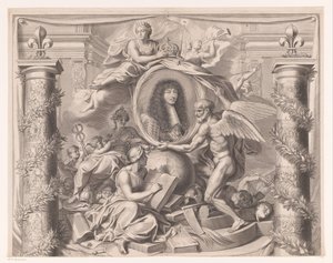 Ludvig XIV:n allegorinen muotokuva (yläosa) tekijältä François de Poilly (I)