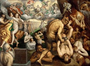 Viimeinen tuomio - Frans I de Vrient (Vriendt) Frans Floris, vanhempi (1519-1570). öljy kankaalle