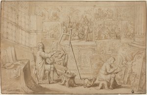 Taiteilijastudio [recto] tekijältä Frans Francken the Younger
