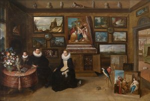 Kunstkammer avioparin ja heidän poikansa kanssa, 1600-luvun ensimmäinen kolmannes.