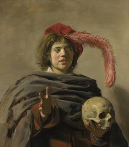 Muotokuva nuoresta miehestä kallon kanssa (Vanitas). 1626-28 tekijältä Frans Hals
