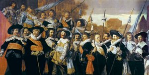 Ryhmäkuva Haarlemin kansalaisvartioston upseereista ja alivaraisista tekijältä Frans Hals