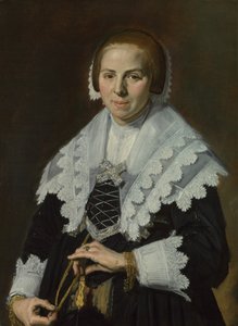 Naisen muotokuva tuulettimen kanssa, c. 1640 tekijältä Frans Hals